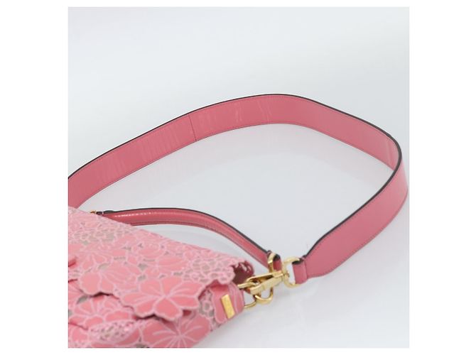 Borsa a tracolla FENDI Flower Mamma Baguette in vernice 2way Rosa 8BR600 Auth yk20690SAM - vista 10