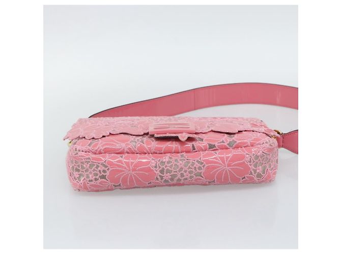 Borsa a tracolla FENDI Flower Mamma Baguette in vernice 2way Rosa 8BR600 Auth yk20690SAM - vista 11
