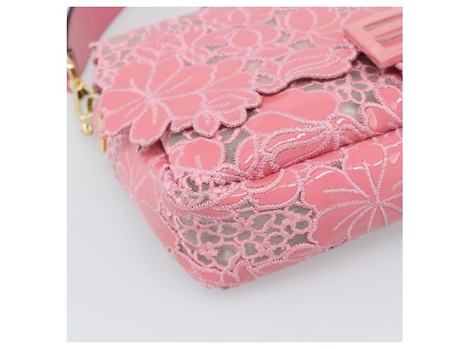 Borsa a tracolla FENDI Flower Mamma Baguette in vernice 2way Rosa 8BR600 Auth yk20690SAM - vista 13