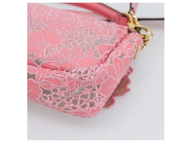 Borsa a tracolla FENDI Flower Mamma Baguette in vernice 2way Rosa 8BR600 Auth yk20690SAM - vista 14