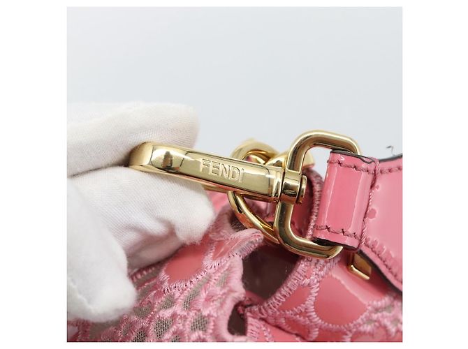 Borsa a tracolla FENDI Flower Mamma Baguette in vernice 2way Rosa 8BR600 Auth yk20690SAM - vista 16