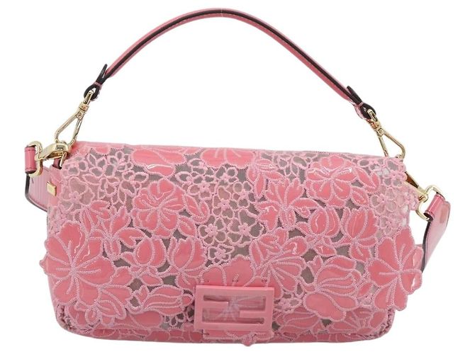 Borsa a tracolla FENDI Flower Mamma Baguette in vernice 2way Rosa 8BR600 Auth yk20690SAM - vista 2