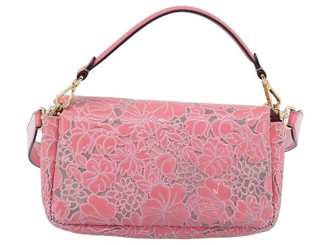 Borsa a tracolla FENDI Flower Mamma Baguette in vernice 2way Rosa 8BR600 Auth yk20690SAM - vista 3