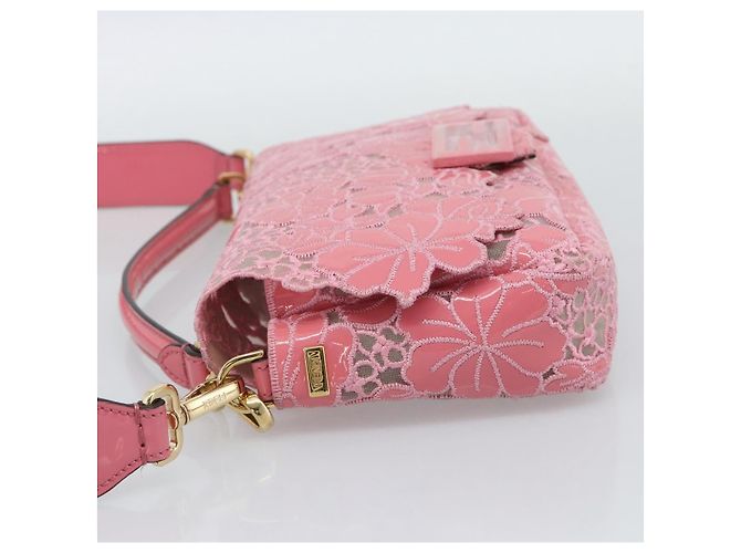Borsa a tracolla FENDI Flower Mamma Baguette in vernice 2way Rosa 8BR600 Auth yk20690SAM - vista 4