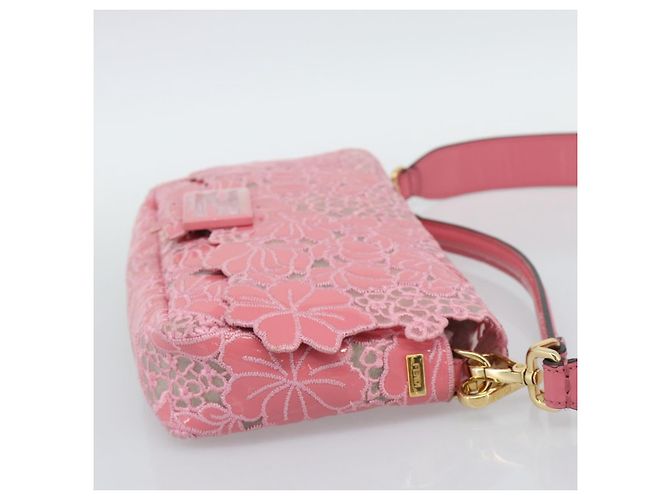 Borsa a tracolla FENDI Flower Mamma Baguette in vernice 2way Rosa 8BR600 Auth yk20690SAM - vista 5