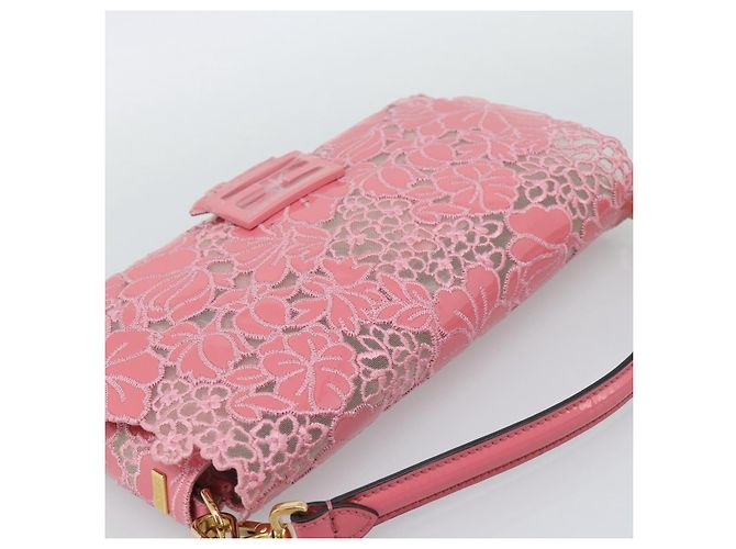 Borsa a tracolla FENDI Flower Mamma Baguette in vernice 2way Rosa 8BR600 Auth yk20690SAM - vista 6