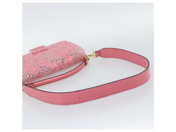 Borsa a tracolla FENDI Flower Mamma Baguette in vernice 2way Rosa 8BR600 Auth yk20690SAM - vista 9