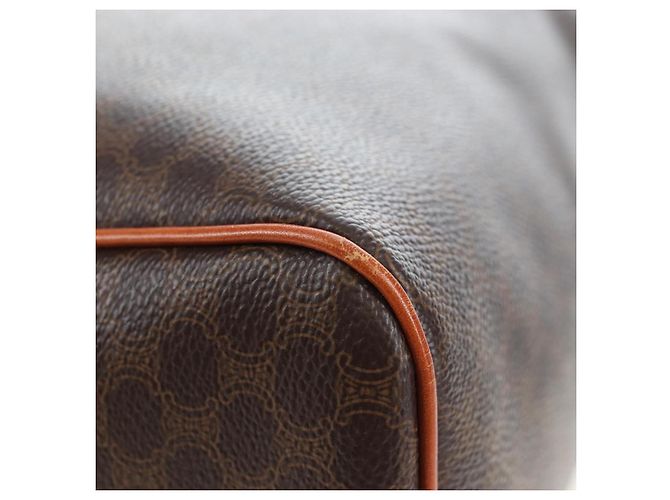 Céline Borsa CELINE Macadam Canvas PVC Pelle Marrone Oro Auth 191820V D'oro - vista 10