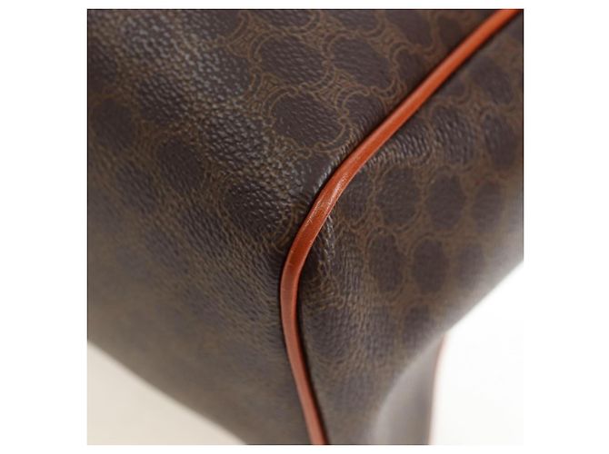 Céline Borsa CELINE Macadam Canvas PVC Pelle Marrone Oro Auth 191820V D'oro - vista 13