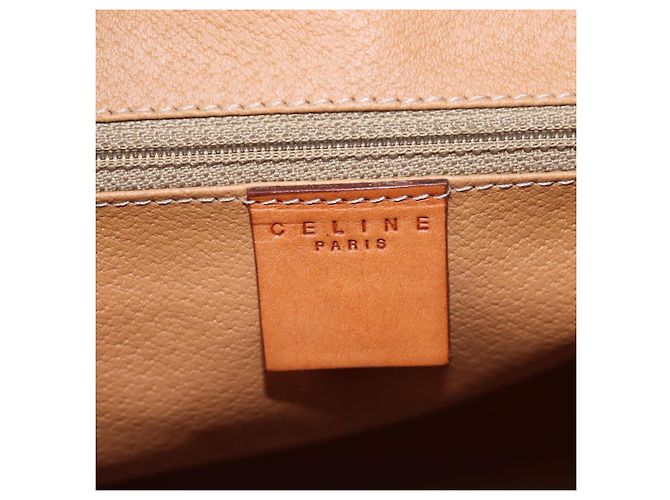 Céline Borsa CELINE Macadam Canvas PVC Pelle Marrone Oro Auth 191820V D'oro - vista 17