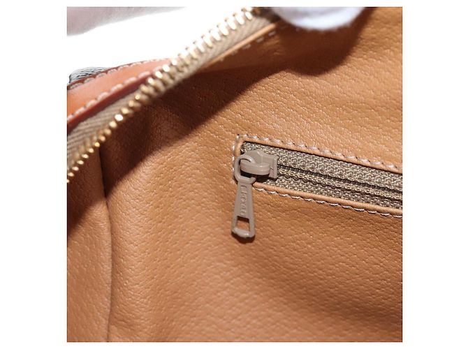Céline Borsa CELINE Macadam Canvas PVC Pelle Marrone Oro Auth 191820V D'oro - vista 21
