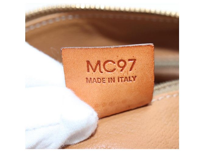Céline Borsa CELINE Macadam Canvas PVC Pelle Marrone Oro Auth 191820V D'oro - vista 23