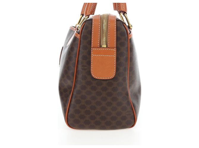Céline Borsa CELINE Macadam Canvas PVC Pelle Marrone Oro Auth 191820V D'oro - vista 4