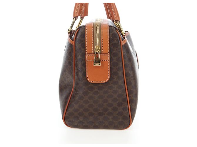 Céline Borsa CELINE Macadam Canvas PVC Pelle Marrone Oro Auth 191820V D'oro - vista 5