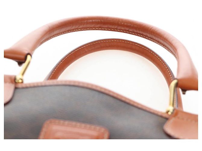 Céline Borsa CELINE Macadam Canvas PVC Pelle Marrone Oro Auth 191820V D'oro - vista 8