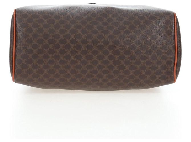 Céline Borsa CELINE Macadam Canvas PVC Pelle Marrone Oro Auth 191820V D'oro - vista 9