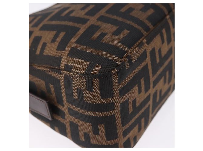 FENDI Zucca Canvas Mamma Baguette Shoulder Bag Black Brown Auth am12180V Marrone Nero - vista 10