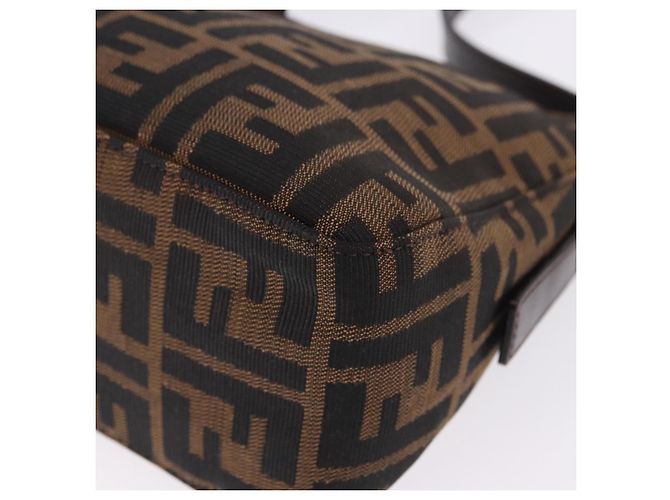 FENDI Zucca Canvas Mamma Baguette Shoulder Bag Black Brown Auth am12180V Marrone Nero - vista 11
