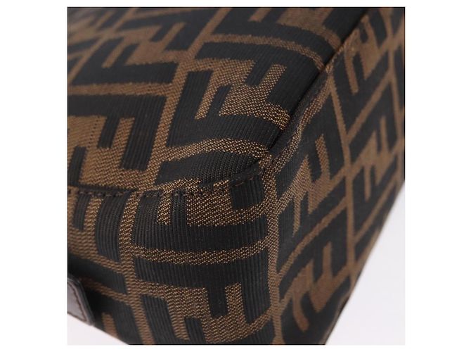 FENDI Zucca Canvas Mamma Baguette Shoulder Bag Black Brown Auth am12180V Marrone Nero - vista 12