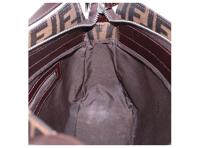 FENDI Zucca Canvas Mamma Baguette Shoulder Bag Black Brown Auth am12180V Marrone Nero - vista 20