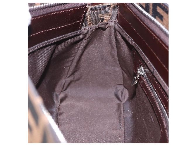 FENDI Zucca Canvas Mamma Baguette Shoulder Bag Black Brown Auth am12180V Marrone Nero - vista 21