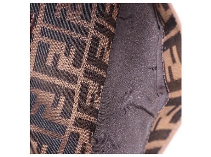 FENDI Zucca Canvas Mamma Baguette Shoulder Bag Black Brown Auth am12180V Marrone Nero - vista 24
