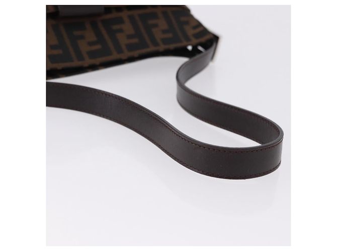 FENDI Zucca Canvas Mamma Baguette Shoulder Bag Black Brown Auth am12180V Marrone Nero - vista 7