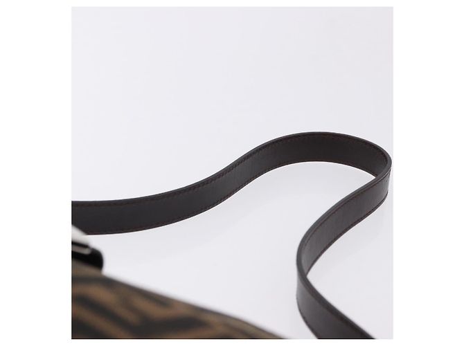 FENDI Zucca Canvas Mamma Baguette Shoulder Bag Black Brown Auth am12180V Marrone Nero - vista 8