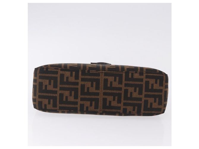 FENDI Zucca Canvas Mamma Baguette Shoulder Bag Black Brown Auth am12180V Marrone Nero - vista 9