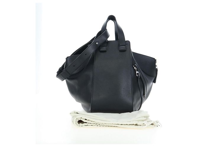 LOEWE Hammock Medium Hand Bag Leather 2way Black Silver Auth ep15172SAV Nero Argento - vista 12
