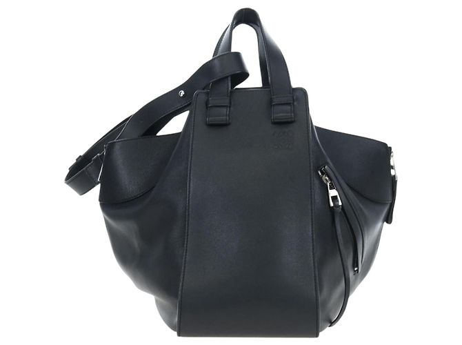 LOEWE Hammock Medium Hand Bag Leather 2way Black Silver Auth ep15172SAV Nero Argento - vista 13