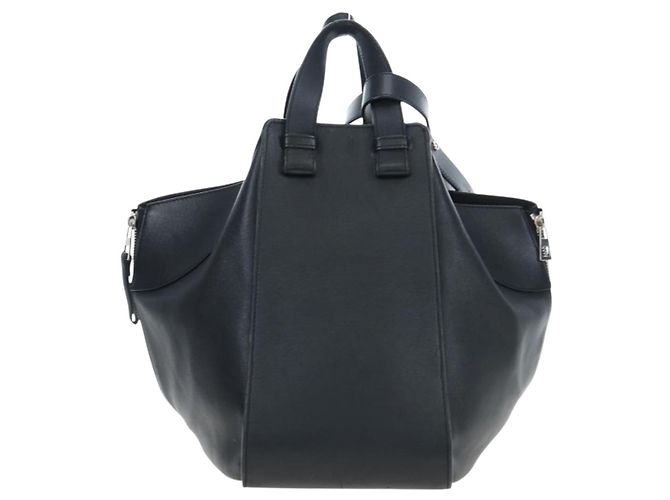 LOEWE Hammock Medium Hand Bag Leather 2way Black Silver Auth ep15172SAV Nero Argento - vista 2