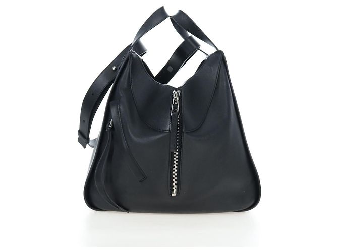 LOEWE Hammock Medium Hand Bag Leather 2way Black Silver Auth ep15172SAV Nero Argento - vista 3