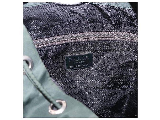 Zaino PRADA Nylon Verde Argento Auth hk3999 - vista 22