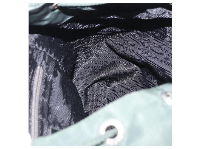 Zaino PRADA Nylon Verde Argento Auth hk3999 - vista 23
