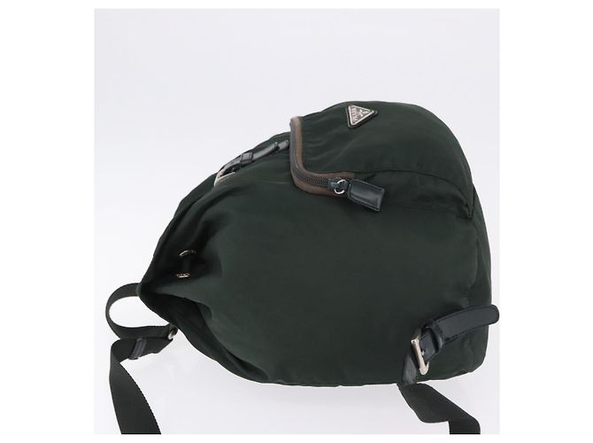 Zaino PRADA Nylon Verde Argento Auth hk3999 - vista 4