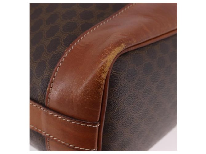 Céline Borsa a Spalla CELINE Macadam Canvas PVC Pelle Marrone Oro Auth 193065 D'oro - vista 10