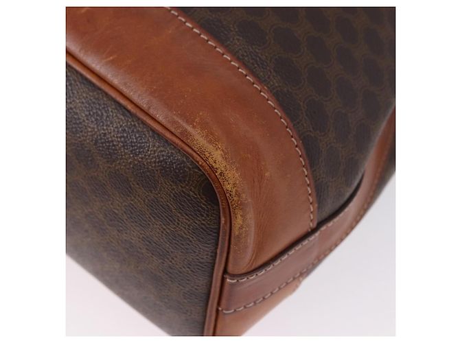 Céline Borsa a Spalla CELINE Macadam Canvas PVC Pelle Marrone Oro Auth 193065 D'oro - vista 11