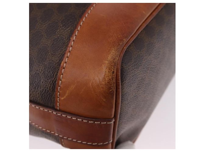 Céline Borsa a Spalla CELINE Macadam Canvas PVC Pelle Marrone Oro Auth 193065 D'oro - vista 12