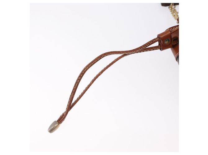 Céline Borsa a Spalla CELINE Macadam Canvas PVC Pelle Marrone Oro Auth 193065 D'oro - vista 15