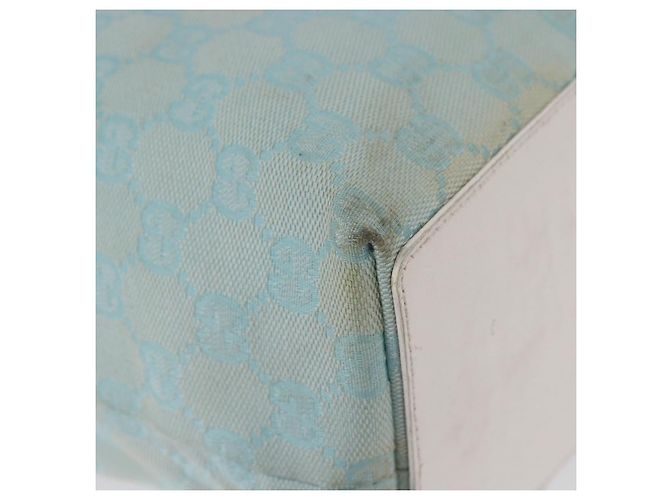 Borsa Tote GUCCI GG Canvas Azzurro Oro 002 1098 Auth 193504 D'oro Blu chiaro - vista 10