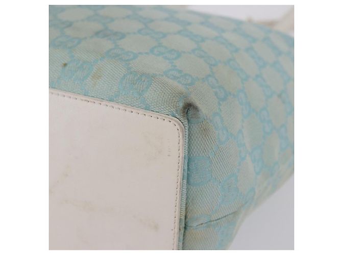 Borsa Tote GUCCI GG Canvas Azzurro Oro 002 1098 Auth 193504 D'oro Blu chiaro - vista 11