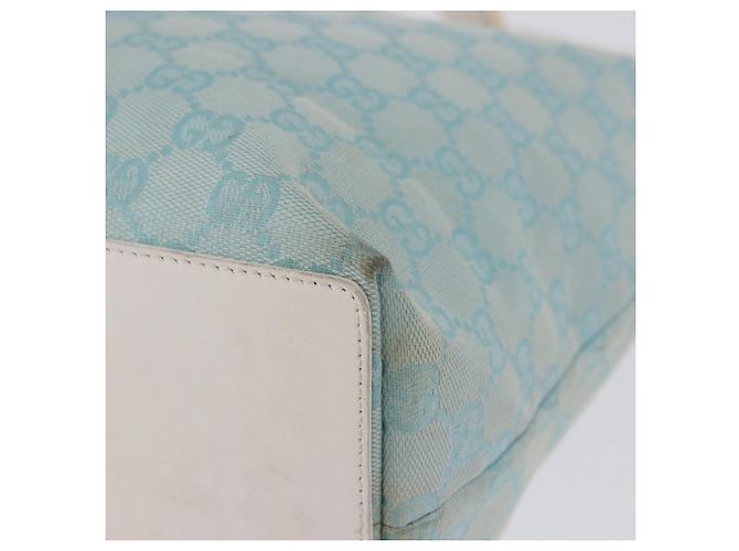 Borsa Tote GUCCI GG Canvas Azzurro Oro 002 1098 Auth 193504 D'oro Blu chiaro - vista 13