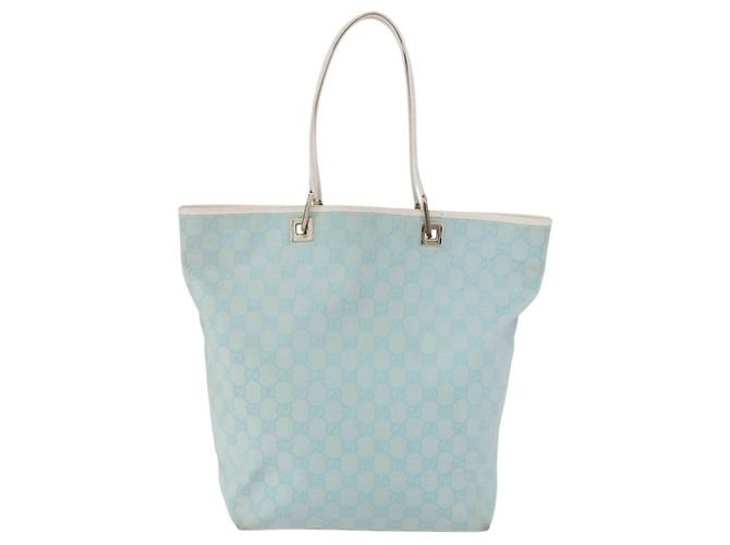 Borsa Tote GUCCI GG Canvas Azzurro Oro 002 1098 Auth 193504 D'oro Blu chiaro - vista 2