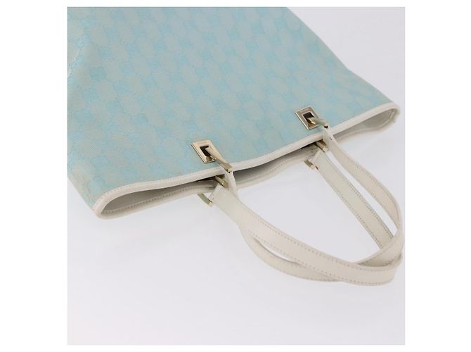 Borsa Tote GUCCI GG Canvas Azzurro Oro 002 1098 Auth 193504 D'oro Blu chiaro - vista 6
