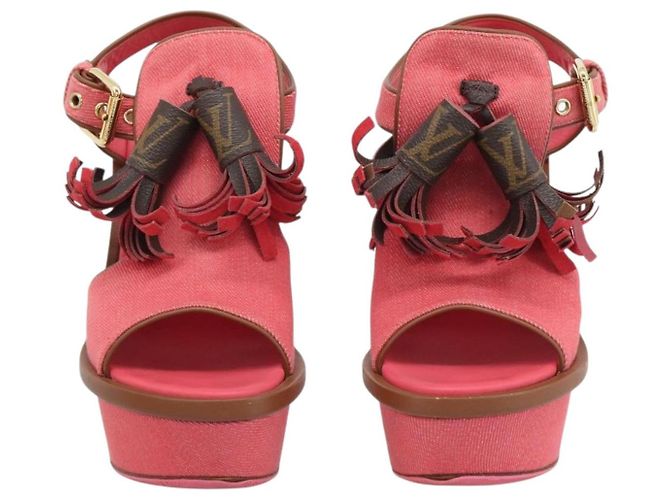 LOUIS VUITTON Sandali con Nappina Monogram EU35 Rosa LV Auth ar14147M Monogramma - vista 2
