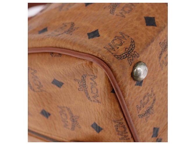 Borsa MCM Vicetos Logogram PVC Pelle 2way Marrone Oro Auth 193981 D'oro - vista 11