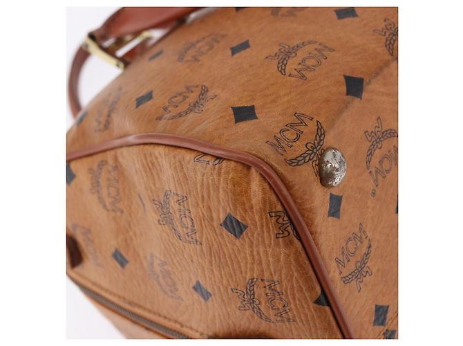 Borsa MCM Vicetos Logogram PVC Pelle 2way Marrone Oro Auth 193981 D'oro - vista 13