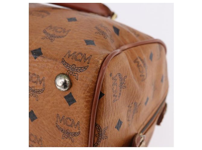 Borsa MCM Vicetos Logogram PVC Pelle 2way Marrone Oro Auth 193981 D'oro - vista 14