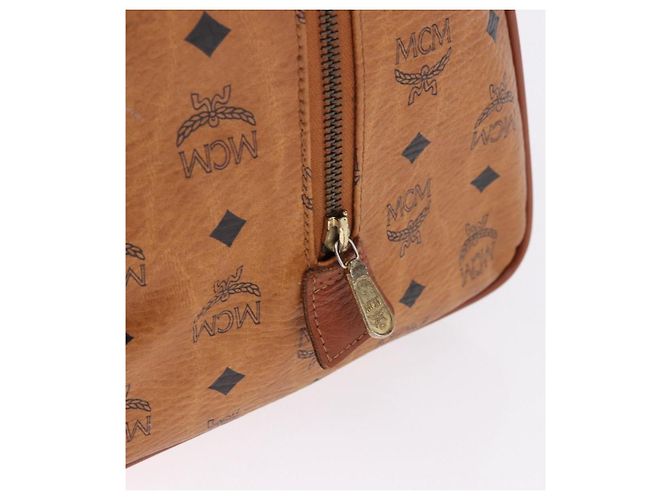 Borsa MCM Vicetos Logogram PVC Pelle 2way Marrone Oro Auth 193981 D'oro - vista 15